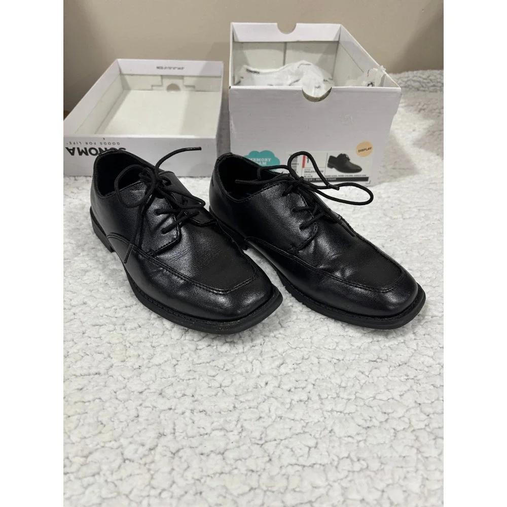 Sonoma 1 Black Lace Up Dress Shoes Boys Kids SNALEXANDER Preppy Casual Classic